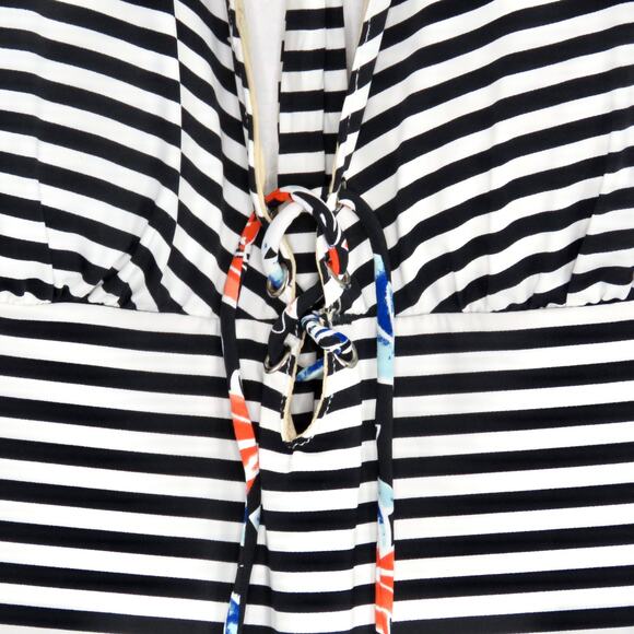 Tart Swim Striped Swimsuit Plunge Neck Corset One Piece Swimsuit Medium - Picture 4 of 8